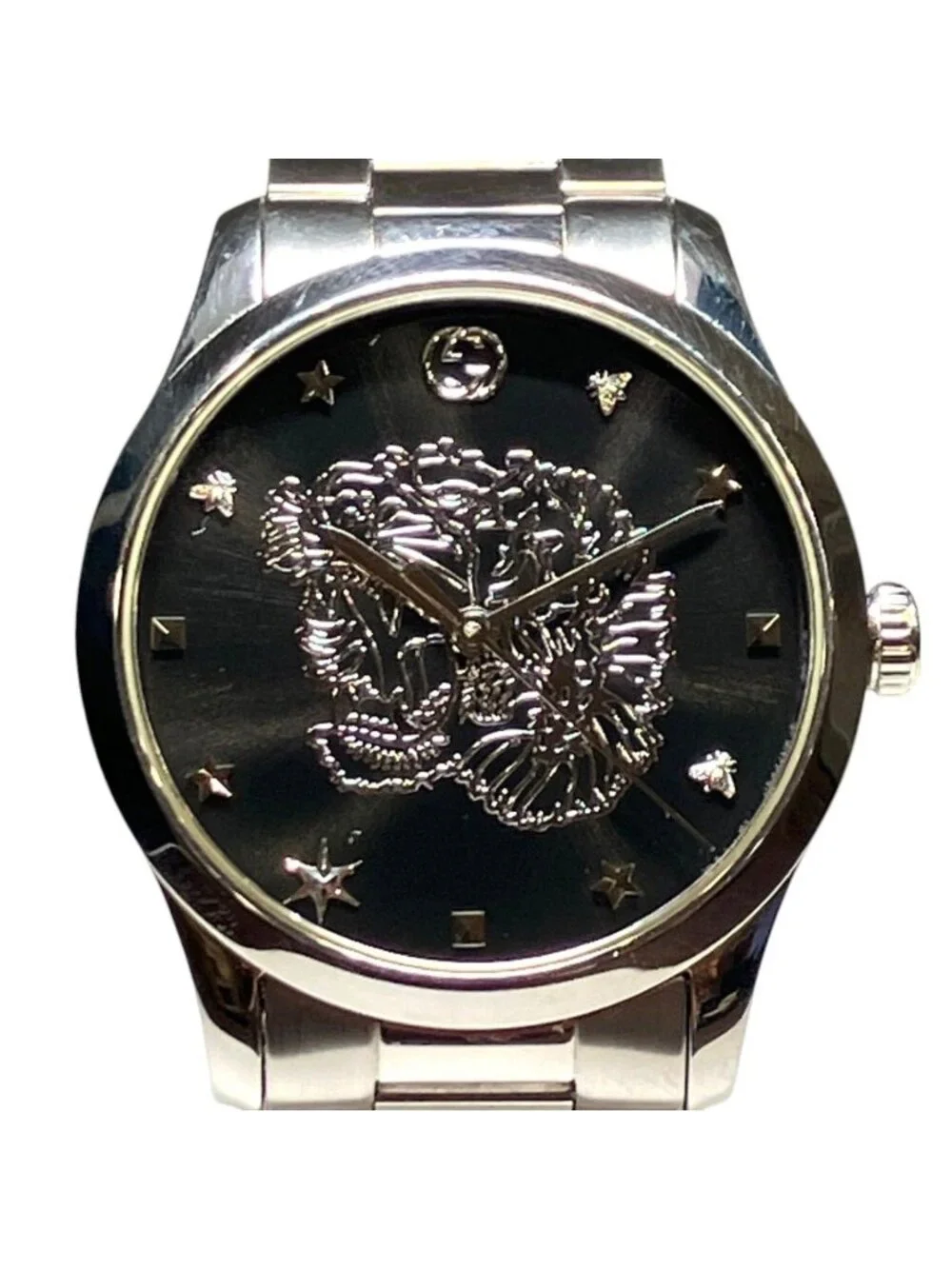 Gucci G-Timeless Watch SS Quartz Black Dial 126.4